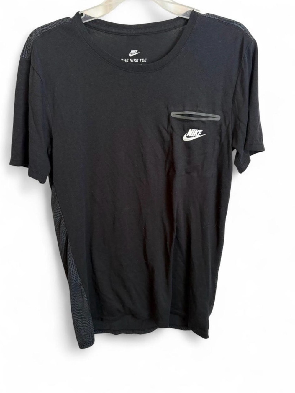 Nike Black Short Sleeve Tee with White Swoosh Chest Logo